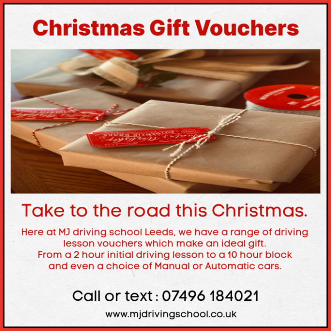 Driving Lessons Leeds - MJ Driving School Leeds - Christmas 2023 Driving Lesson Vouchers